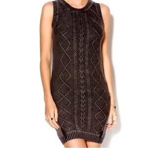 Paper Crane Gray Knit Sleeveless Mini Sweater Dress Women's Size Small